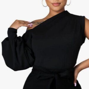 WOMENS OFF SHOULDER BUBBLE SLEEVE TOP